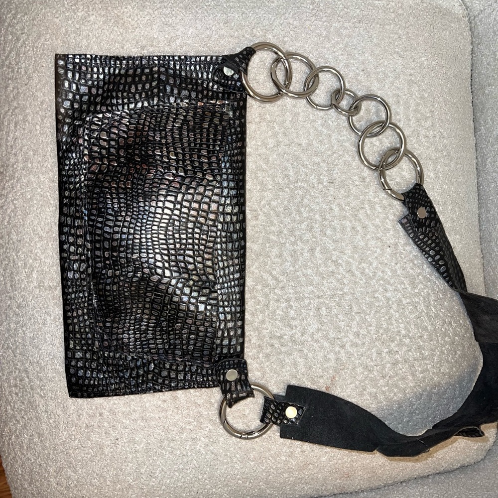 One of a kind, hand made black bag/belt bag/clutch. - Picture 3 of 6